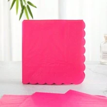 24pcs/Set Rose Red Octagonal Flower Petal Disposable Plates & Napkins, Party Supplies Suitable For Birthday, Wedding, Picnic - Hot Pink - View 5