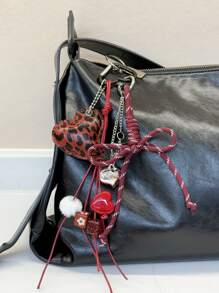 1PC Y2K Leopard Hairball Badminton Leather Heart Bag Accessories Keychain Accessories Car Pendant Can Be Used For Bag Pendant Pendant. Gifts Valentine's Day Stylish For Teen Girls Women College Students Teacher White-Collar Workers Rookies & White-Collar Workers Gift Accessories Decor Present Car Accessories Women Key Chain Charms Back To School Supplies Gifts For Teachers