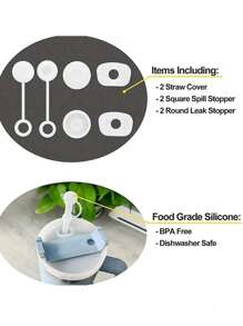 杯子防溢塞套装 - 硅胶塞，带 1 个吸管盖、1 个圆形防漏塞和 1 个方形防溢塞 - 适用于 30 盎司/40 盎司玻璃杯 - 防尘配件，饮水无杂乱