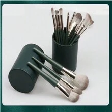 14-Piece Makeup Brush Set - Professional Grade, Soft And Dense Bristles, Perfect For Applying Foundation, Highlighter, Eyeshadow And Base Makeup, Gorgeous Blend, Eyeshadow Brush Set, Comes With Leather Storage Case And Storage Bag Optional, Effective Makeup Brushes - 14-Piece Makeup Brush Set Green Soft Foundation Face And Eyebrow Shadow Valentine's Day Mother's Day Perfect Gift,Brush Set,Makeup Brush Kit,Make Up Brush Set,Make Up Set Complete,Makeup Brush Set,Complete Makeup Kit,Brush Kit,Brushes Makeup Set,Makeup Gift Set - Green - View 6