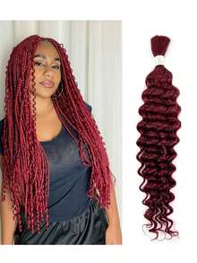 1 Mảnh Tóc Bện Số Lượng Lớn Của Con Người 99J Sóng Sâu Burgundy Sóng Nước Số Lượng Lớn Tóc Người 16-24 Inch Tóc Người Xoăn Cho Tóc Bện Boho Tóc Nối Không Có Tóc Bện Ướt Và Gợn Sóng Tóc Giả Tóc Người 99J Bện Tóc - Burgundy & Đỏ đô - Xem 1