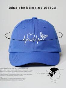 1 件心形和蝴蝶印花棒球帽，可调节户外防晒休闲帽，适合春季、秋季、旅行、海滩度假、Y2K 风格、年轻人 - 棒球帽 - 查看 7