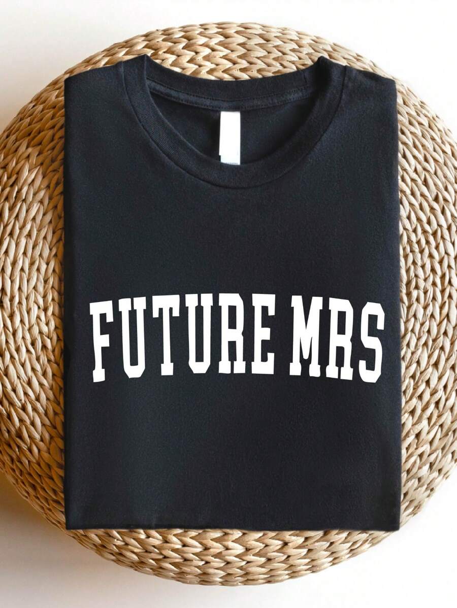 Future Mrs Shirt, Engagement T-Shirt, Soon To Be Mrs Tee, Gift For Bride, Fiance Shirts, Bachelorette Party T-Shirts, Engaged Tees. SD-1112 - Black - View 1