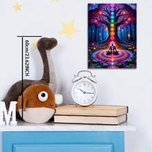 1 件生命之树疗愈脉轮帆布墙画，1.5 英寸厚方形画框，精神房间装饰，冥想卧室装饰，独特的艺术品礼物，带画框的墙画 - 彩色 - 查看 5