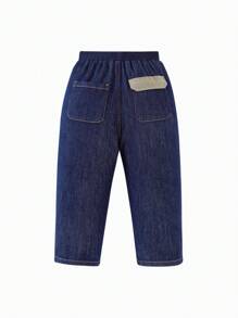 mini bala Tween Boys Tapered Jeans, Soft And Spring Wear - Denim Dark Blue - View 5
