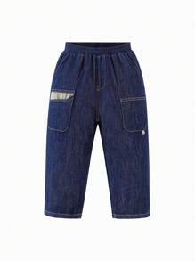 mini bala Tween Boys Tapered Jeans, Soft And Spring Wear - Denim Dark Blue - View 4