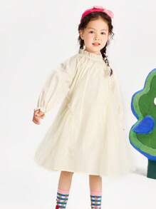 mini bala 女童公主裙，甜美网纱拼接中国龙年派对礼服