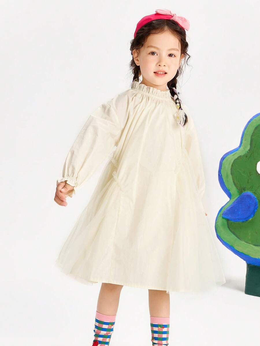 mini bala 女童公主裙，甜美网纱拼接中国龙年派对礼服