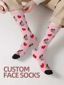 1 par de calcetines personalizados con cara, calcetines impresos con foto personalizada, calcetines divertidos y únicos con cualquier cara, regalo de aniversario, regalo del Día de San Valentín, regalo de cumpleaños, regalo de boda, coloridos, lindos, minimalistas, personalizados, regalo ideal para él/ella, novio, novia, familia, amigos, mujeres, moda casual de calle, otoño, idea de broma novedosa - Multicolor - Ver 8