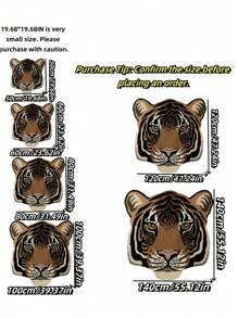 1pc Soft Fuzzy Plush Animal Shaped Rug, Asymmetrical Shaped Carpet, Lounging Rug, Leopard/Tiger Print Carpet, Washable Non-Slip Mat - Yellow 002 - View 6