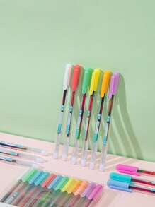 6pcs/Set Creative Colorful Gradient Pens, Diary Pens, Highlighters, Glitter Color Pens, Metallic Marker Pens Back To School - Multicolor - View 3