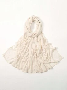 2pcs/1pc Wide-Brim Chiffon Scarf For Women, Fashionable Breathable Long Scarf, Muslim Hijab Headscarf, Suitable For Daily Comfortable And Versatile Wear