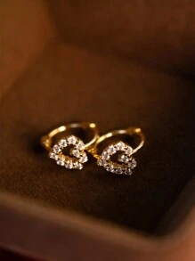 1 Pair Fashionable S925 Sterling Silver Hollow Heart Zirconia Double Circle Earrings, Luxury Jewelry For Women, Suitable For Friends,Holidays, Birthday And Party Gifts