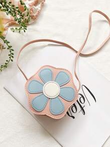 1pc Young Girl PU Leather Zipper Closure Cute Floral Mini Crossbody Bag, Suitable For Daily Use - Flowers - View 4