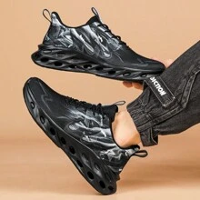 轻质刀片鞋底休闲跑步鞋 - 黑色 - 查看 3