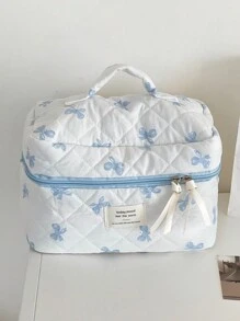 Ladies Cosmetic Bag, Zipper Closure, Quilted Fabric, Minimalist Style, Sweet Satin Bow Design, Toiletry Bag, Storage Bag, Suitable For Home, Travel And Daily Use Bags, Makeup Bag, Vanity, Make Up Bag, Travel Essentials, Organizer, Storage, Makeup Organizer, Makeup Bags, Toiletry Bag, Desk Organiser, Cosmetic Bag, Makeup Pouch, Make Up Organizer, Vanity Accessories, Make Up Pouch, Make Up Bag, Vanity, Make Up Pouch, Travel Essentials, Pouch Bag, Vanity Accessories, Small Makeup Bag, Cosmetic Bag, Large Capacity, Large Makeup Bag,Christmas Gifts,Pouch,Travel,Gifts For Women,Women's Necessaire,Travel Essential,Pouch,Clutch / Small Handbag,Necessaire,Makeup Organizer,Makeup Organize,Pouch,Brush Holder,Mini Pouch,Large Capacity Pouch