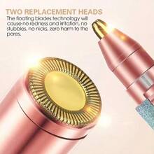 Afeitadora de cejas recargable USB eléctrica, afeitadora de lápiz labial para eliminar el pelo y la cara - Dorado - Ver 7