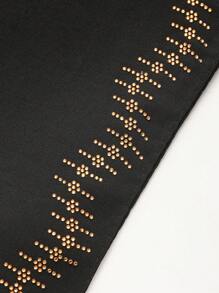 1pc Women's Black Rhinestone Embellished Chiffon Scarf/Neck Wrap, Multifunctional