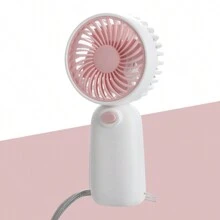1 pieza Mini ventilador portátil a batería para volver al colegio, funciona con 2 pilas AAA (no incluidas), viene con cordón