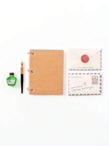 1 套娃娃屋微型复古书信书写套装：1/6 1/12 比例逼真钢笔、墨水、笔记本、信封和文具，卧室和办公室场景装饰模型 - 彩色 - 查看 9