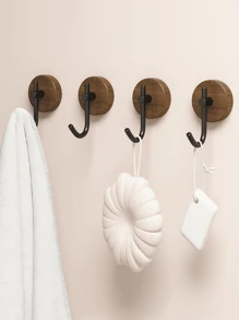 1pc Walnut Wood Door Mounted Hook With Adhesive, Single Wall Hook For Hanging Clothes Without Drilling, Adhesive Hooks, Towel Hanger Rack, Bedroom Wall Decor, Hangers, Hooks, Hanger, Back To School, Shelves, Organization And Storage, Key Holder, Key Holder Wall, Key Hanger, Sticker Hook, Door Hanger, Room Decor Bedroom, Kitchen Accessories
