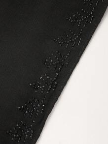 1pc Women's Black Rhinestone Embellished Chiffon Scarf/Neck Wrap, Multifunctional