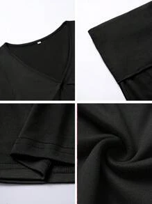 Women's Two Pieces Autumn Clothes Y2K Casual Daily Solid Color Simple Long-Sleeved V-Neck Top Fitted Long Pants Set