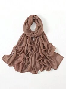 2pcs/1pc Wide-Brim Chiffon Scarf For Women, Fashionable Breathable Long Scarf, Muslim Hijab Headscarf, Suitable For Daily Comfortable And Versatile Wear
