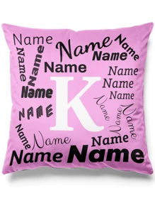 1pc Customized Multi-Text Color Throw Pillow, Personalized Single-Sided Printed Name Cushion Cover, Modern Style Home Decor, Customized Pillow Slip