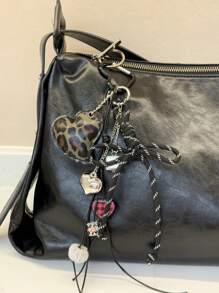 1PC Y2K Leopard Hairball Badminton Leather Heart Bag Accessories Keychain Accessories Car Pendant Can Be Used For Bag Pendant Pendant. Gifts Valentine's Day Stylish For Teen Girls Women College Students Teacher White-Collar Workers Rookies & White-Collar Workers Gift Accessories Decor Present Car Accessories Women Key Chain Charms Back To School Supplies Gifts For Teachers