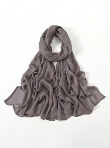 2pcs/1pc Wide-Brim Chiffon Scarf For Women, Fashionable Breathable Long Scarf, Muslim Hijab Headscarf, Suitable For Daily Comfortable And Versatile Wear