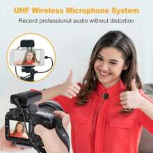 UHF Dual Rechargeable Wireless Lapel Microphone System For Android Smartphone Camera With 2 Transmitters And 1 Recer For Recording Interviews  Podcast Vlog - 2TX+1RX - View 2