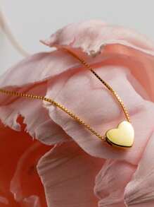 KIT 2 Laminated Choker Necklace + Necklace With Heart Point Plated In 925 Silver And 18K Gold - 金色 - 查看 5