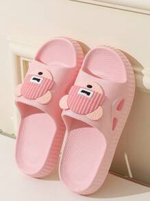 Mignons pantoufles d'intérieur antidérapantes avec motif ours de dessin animé pour salle de bain - Rose bonbon - Voir 1