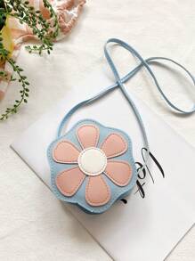 1pc Young Girl PU Leather Zipper Closure Cute Floral Mini Crossbody Bag, Suitable For Daily Use - Flowers - View 6