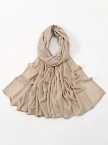 2pcs/1pc Wide-Brim Chiffon Scarf For Women, Fashionable Breathable Long Scarf, Muslim Hijab Headscarf, Suitable For Daily Comfortable And Versatile Wear