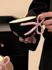 1 件公主风格女孩蝴蝶结咖啡杯，少女 3D 蝴蝶结手柄陶瓷杯，拿铁/卡布奇诺杯，早餐杯，送给女朋友/最好的朋友的生日返校礼物 - 彩色 - 查看 15