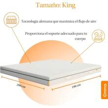 Emma Colchón King Size Comfort, Colchón de Memory Foam I 200x190 cm | Tecnología Cut-Outs I Colchones en Caja I Tecnología Alemana I Soporte Ergonómico I 100 Noches de Prueba y 10 Años de Garantía - Rey - Ver 2