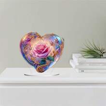 Kit décoratif de peinture de diamants 5D Rose Flower, fournitures d'art de mosaïque de broderie de diamants de forme spéciale DIY, décoration murale, stimulant la créativité, convenant à la maison, la fenêtre, le jardin, la porte - Cadeau de vacances