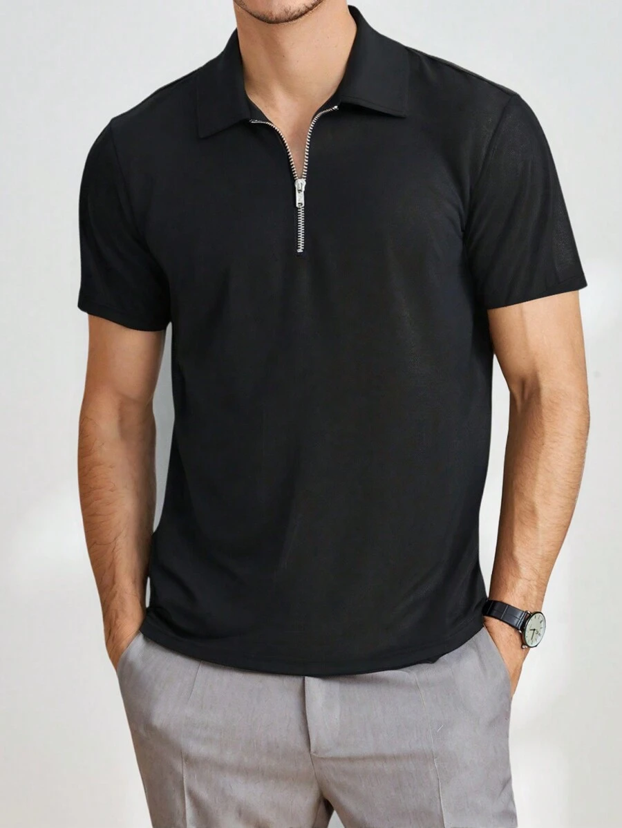 Camisa polo de manga corta para hombre talla grande, estilo básico vintage, moda