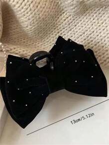 topshiny 1pc Women's Solid Color Velvet Rhinestone Extra Large Double Layer Bow Hair Claw Clip, Suitable For Party, Ball, Event, And Daily Wear, Autumn/Winter Hair Clips Hair Jaw Clip Hair Clamps Hair Clutch Hair Catcher Clip, Autumn, Bow Accessories, School Stuff, College