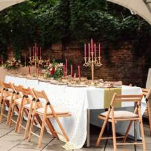 8 Pack Disposable Plastic Tablecloths And Satin Table Runner 54 X 108 Inch Tablecloth For Parties 12 X 108 Inch Runner For Wedding Birthday Anniversary Christmas New Year Party Graduation And Other Parties - Gold - View 10