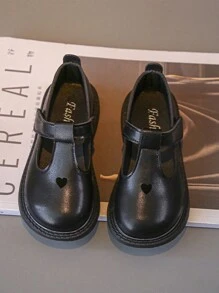 Girls' Leather Shoes, Soft Bottom Children Shoes, Toddler Flats, Round Toe Princess Shoes For Little Girls, Spring & Autumn - Black - View 6