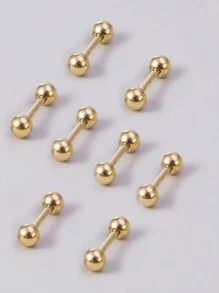 8pcs Stainless Steel Cartilage Stud Earrings, Basic 16G Silver Ball Decor Soft Cartilage Earrings For Women And Men, Daily Wear - Silver - View 6