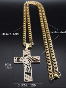 Hip Hop Punk Crown Of Thorns Jesus Cross Necklace For Men Stainless Steel Gold Plated  Pendant Necklace - Necklace - View 2