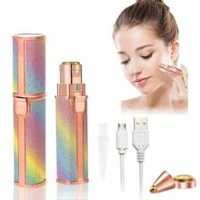 Afeitadora de cejas recargable USB eléctrica, afeitadora de lápiz labial para eliminar el pelo y la cara - Dorado - Ver 10