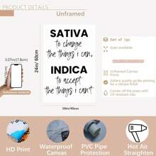 1pc Framed/Unframed Sativa & Indica Inspirational Quote Canvas Poster - Modern Home Decor Wall Art Canvas Poster, Motivational Theme Poster, Suitable For Living Room, Bedroom, Office Decoration - Optional Framed Text Decor, Framed Wall Art - Multicolor - View 13