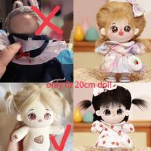 LALAFANFAN 20cm娃娃裝套裝帶3件裝飾配件-包括1只蝴蝶夾+1件裙子+1個小錢包 - 淺粉色 - 查看 5