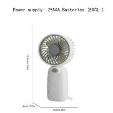 1 pieza Mini ventilador portátil a batería para volver al colegio, funciona con 2 pilas AAA (no incluidas), viene con cordón