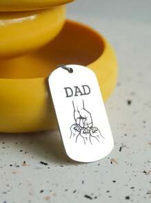 1 件创意钥匙扣，送给爸爸，父亲节礼物，雕刻家庭钥匙扣 - 銀色 - 查看 2